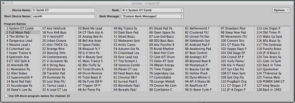 Logic Patch Name window
