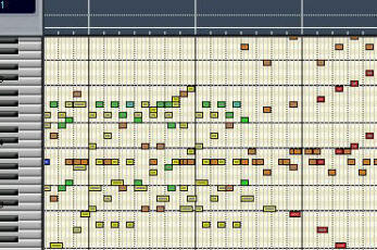 Midi data in a "piano roll" editor