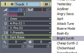 selecting a synth in sonar